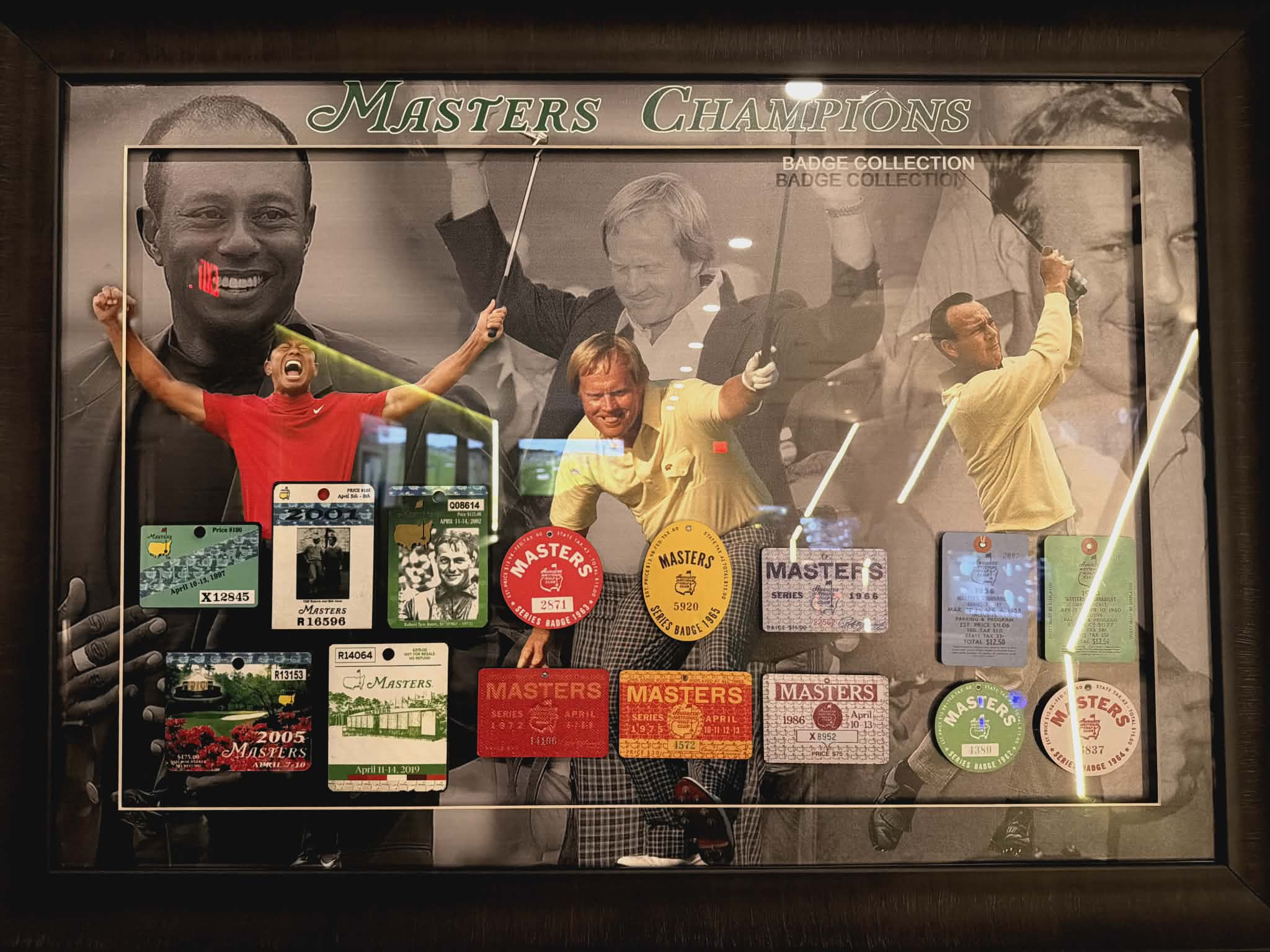 Masters Champions badge collection displayed at SWNG Golf Club
